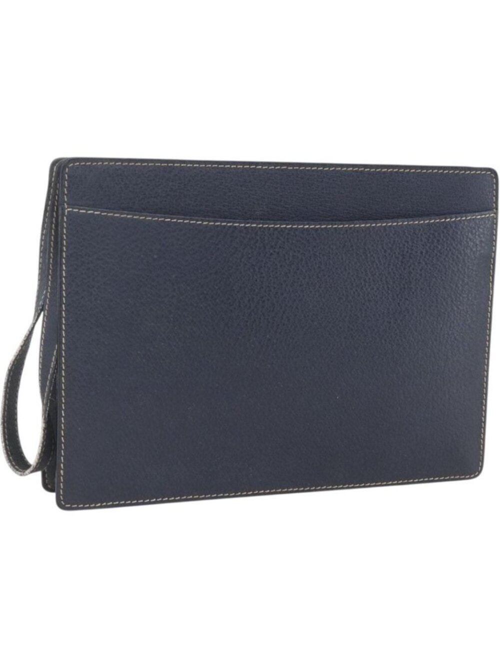 CELINE Clutch Bag Leather Navy Gold